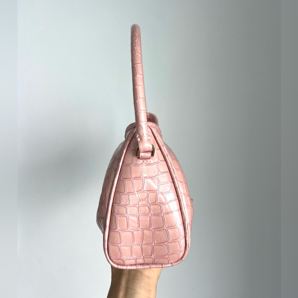 New Elleme Dimple Elegant Pink Crocodile-Embossed Women's Bag - Picture 5 of 15